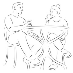 man and woman drink coffee