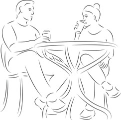 man and woman drink coffee