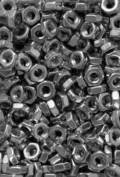 una scatola contenente un mix di dadi e ranelle in acciaio inox