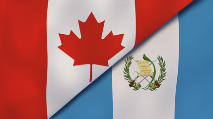 The flags of Canada and Guatemala. News, reportage, business background. 3d illustration