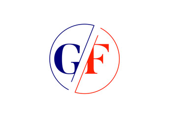 Modern Initial Logo Design Featuring G and F in Divided Circle Concept Graphic