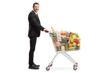 Businessman with a shopping cart