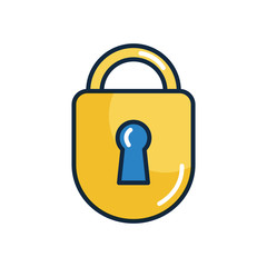 security padlock icon, line color style