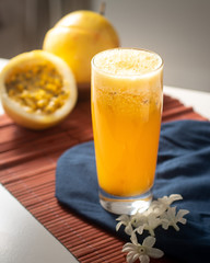passion fruit juice in long glass cup