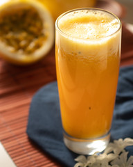 passion fruit juice in long glass cup