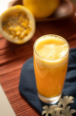 passion fruit juice in long glass cup