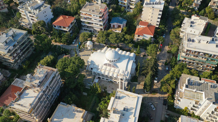 Aerial drone photo of main park of Kifisia district or Alsos Kifisias, North Athens, Attica, Greece