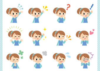 女子のいろいろな表情セット