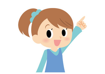 女子の表情　指差す