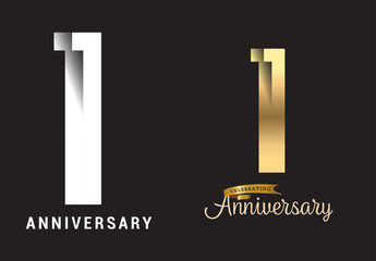 11 years anniversary celebration logo design. Anniversary logo Paper cut letter and elegance golden color isolated on black background, vector design for celebration, invitation card, and greeting