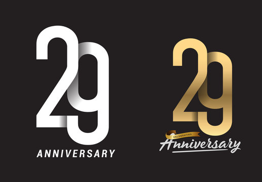 29 years anniversary celebration logo design. Anniversary logo Paper cut letter and elegance golden color isolated on black background, vector design for celebration, invitation card, and greeting