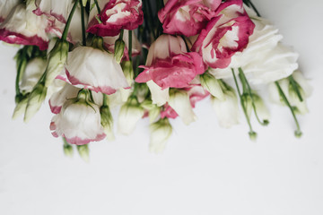 beautiful spring bouquet with pink and white tender flowers