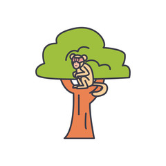 monkey on a tree icon, fill style