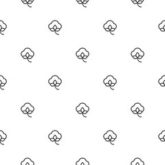 Cotton seed seamless pattern on white background. 100% cotton -linear ornamnet.