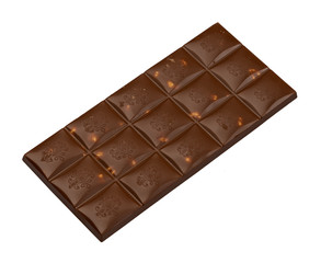 chocolate bar with nuts on a white background