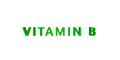 Vitamin B 3D rendering on white background.