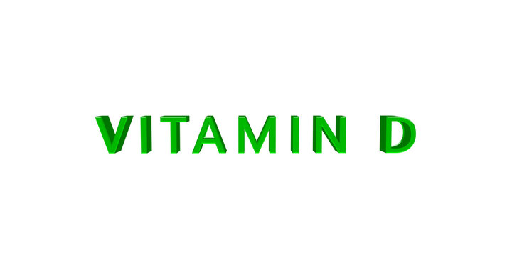 3D rendering text Vitamin D. Vitamin D glossy label or icon. 3D Illustration.
