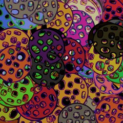 Abstract background. Psychedelic texture of brush strokes of colored paint of blurred lines and spots of different shapes and sizes..