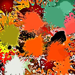 Abstract background. Psychedelic texture of brush strokes of colored paint of blurred lines and spots of different shapes and sizes..