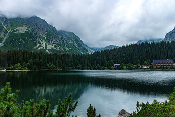 Popradske Pleso, mountain lake in High Tatras, mountain range, Slovakia.