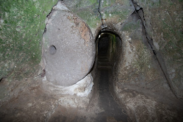 Derinkuyu interiors of the Derinkuyu underground city, Cappadocia, Turkey