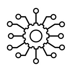 Automated system line icon on white background. Vector illustration.