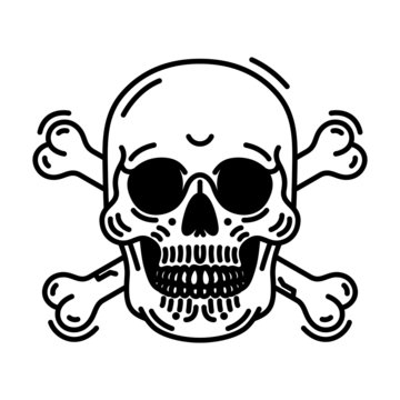Thin line skull and crossbones icon/ Vector illustration 