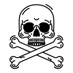 Linear style skull and crossbones icon/ Vector illustration 