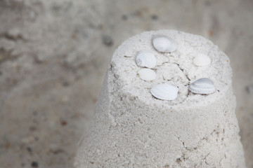 sand castle with shells