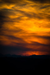 Wind turbines sunset