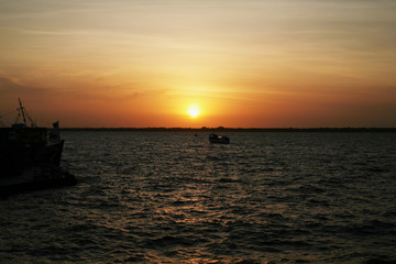 Fototapeta na wymiar sunset on amazon river