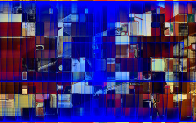 rendu numérique d'une composition abstraite rythmée par les couleurs et faisant partie d'une série de variantes