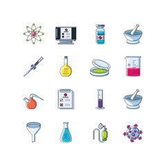 set of icons laboratory research