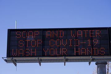 Highway COVID-19 Wash Hands Sign