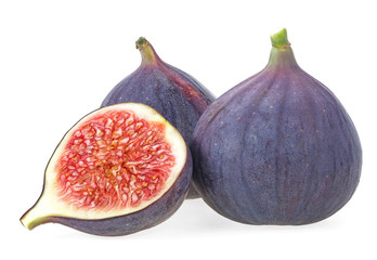 Fresh figs. Fruits with half isolated on a white background.