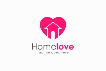 Love Home Logo. Heart and House Icon Combination. Health and Care Symbol. Flat Vector Logo Design Template Element.