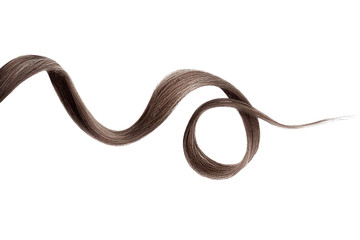 Brown hair wavy stripe on white, isolated