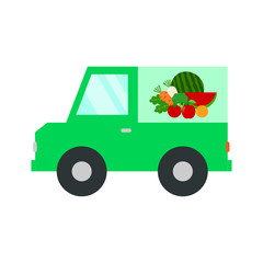a pickup car contained with fruits and vegetable, fruits and vegetable delivery