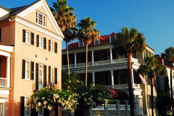 Stately Antebellum Homes line the East Battery Waterfront in Charleston, South Carolina