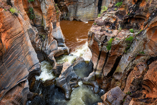 Incredible Bourke's poholes in the Blide river canyon on the Panorama Route in South Afrika, SA, during summertime holiday travel