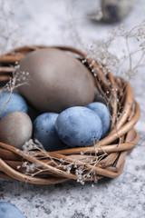 easter eggs with herbal decor