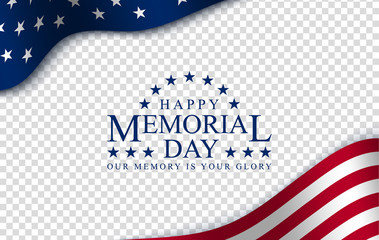 Memorial day with, vector image, poster and banner for the holiday and sales day. American flag on the background of a wooden board with the inscription.