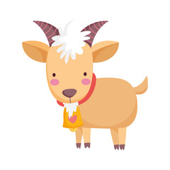 ram with bell cartoon farm animal isolated icon on white background