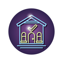 building of house in neon light