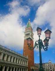 Fototapeta na wymiar St Mark's Campanile at Piazza San Marco in Venice, Italy.