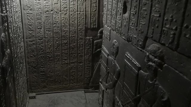 Beautiful interior of the Temple of Dendera or the Temple of Hathor. Egypt, Dendera, Ancient Egyptian temple near the city of Ken.