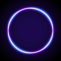 Dark background with neon frame, round neon sign, vector illustration.