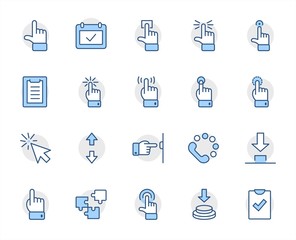 Click Set of Buttons related Vector Icons. Contains such Icons as Cursor, Mouse, Hand, Index Finger, Arrow and more. Editable Stroke. 32x32 Pixel Perfect