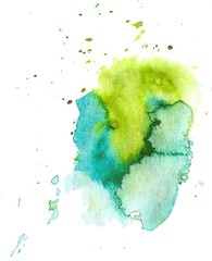 Colorful abstract watercolor texture stain with splashes and spatters. © shtiel