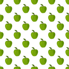 Fresh green apples seamless vector patter. Summer bright fruit background.